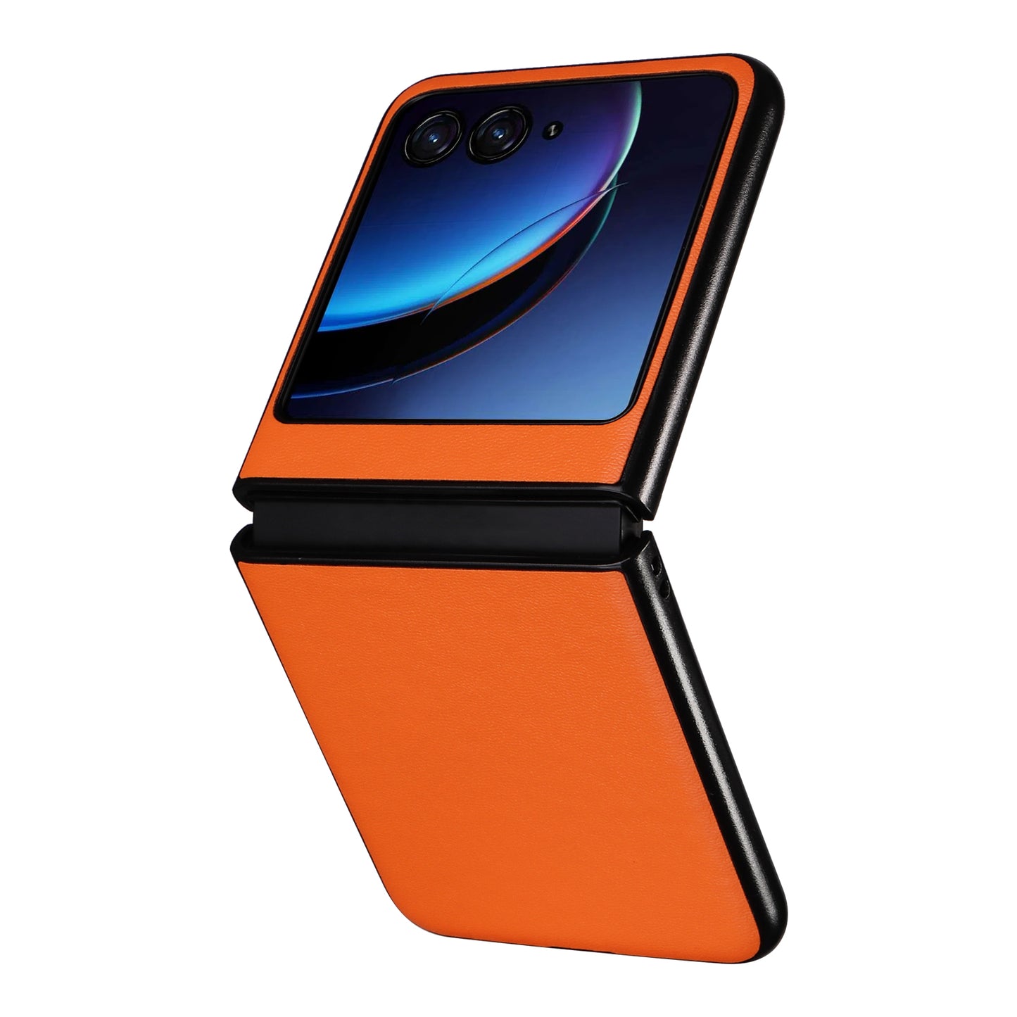 Uniqkart for Motorola Razr 40 Ultra 5G Drop-Proof Phone Cover Shockproof Slim PU+PC Phone Case - Orange