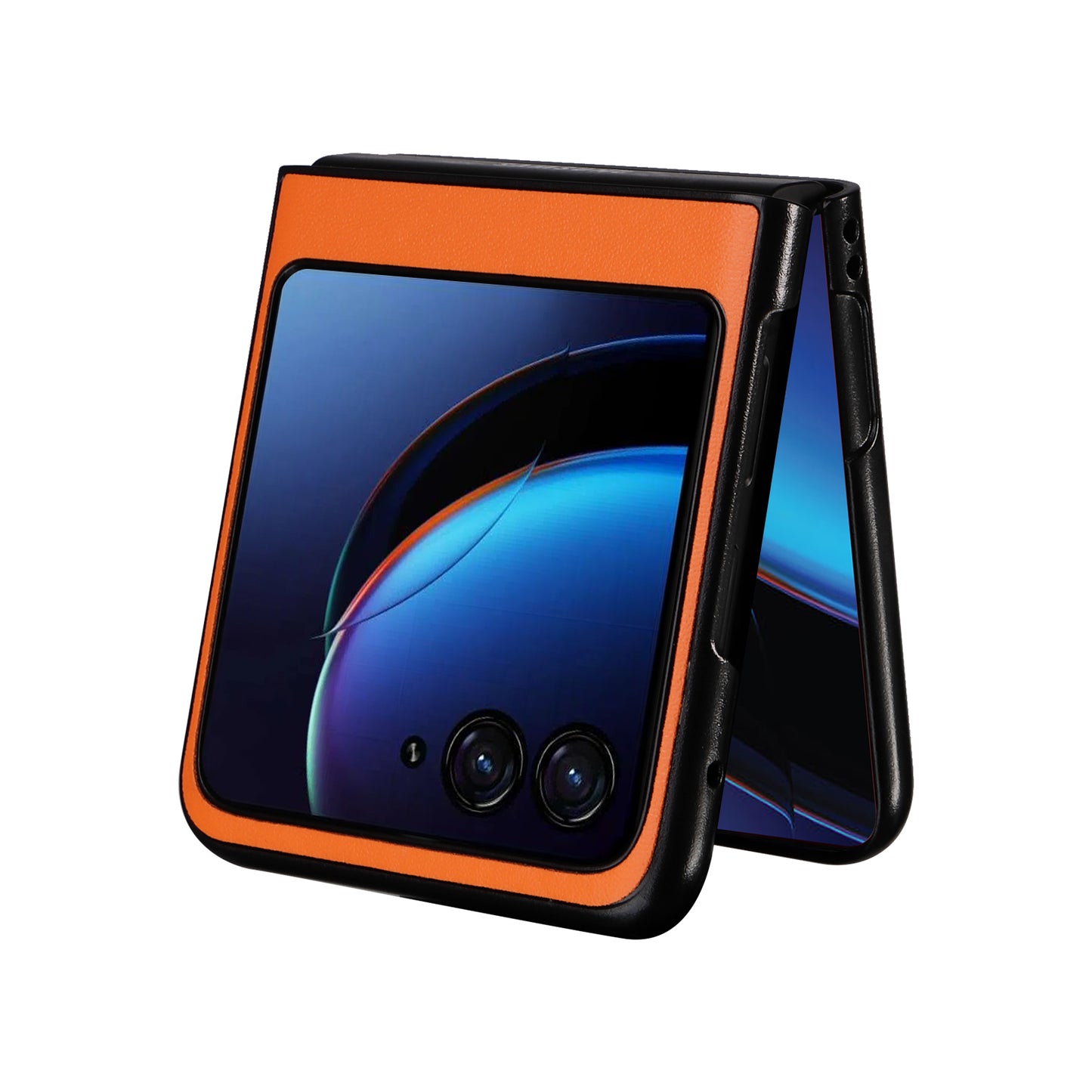 Uniqkart for Motorola Razr 40 Ultra 5G Drop-Proof Phone Cover Shockproof Slim PU+PC Phone Case - Orange
