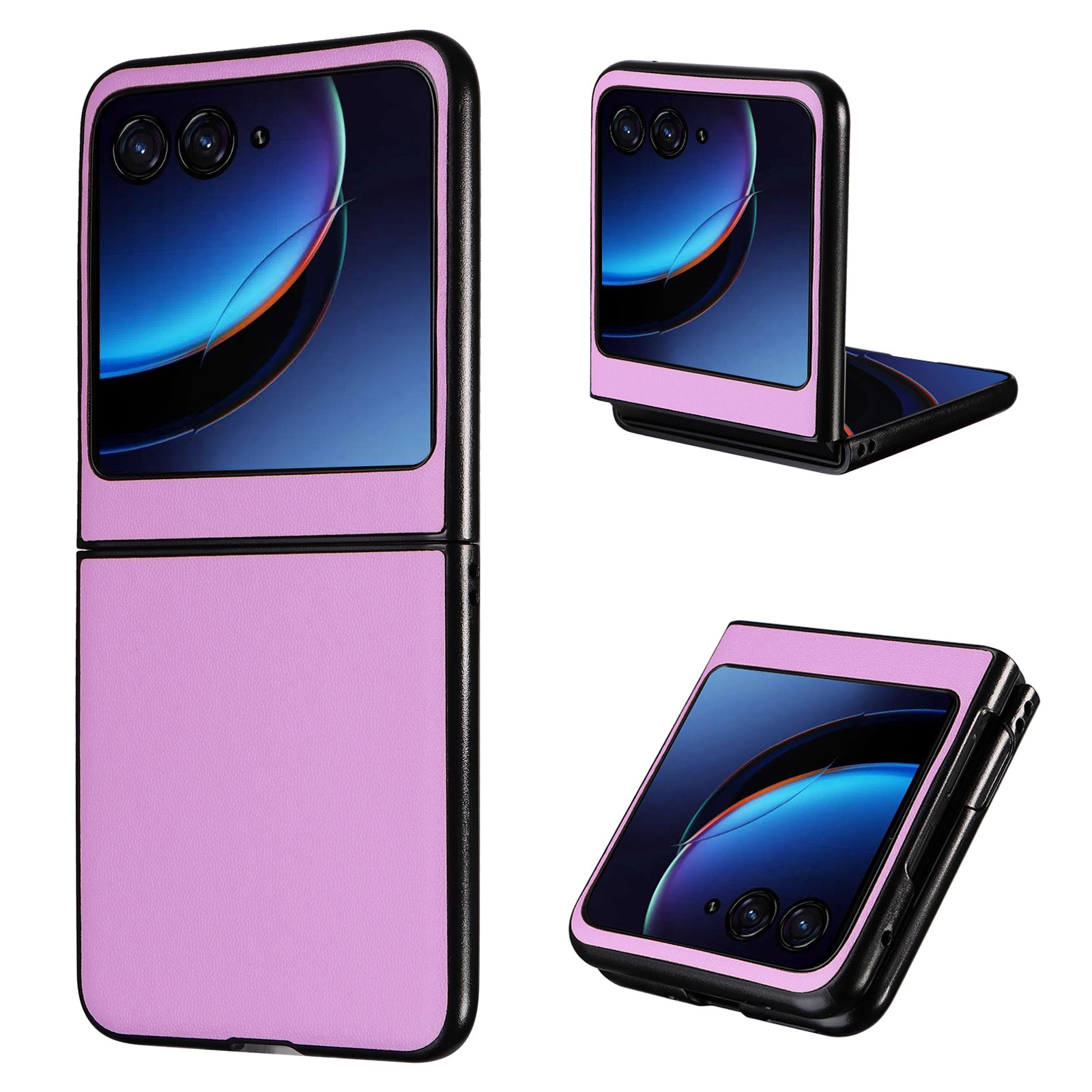 Uniqkart for Motorola Razr 40 Ultra 5G Drop-Proof Phone Cover Shockproof Slim PU+PC Phone Case - Purple