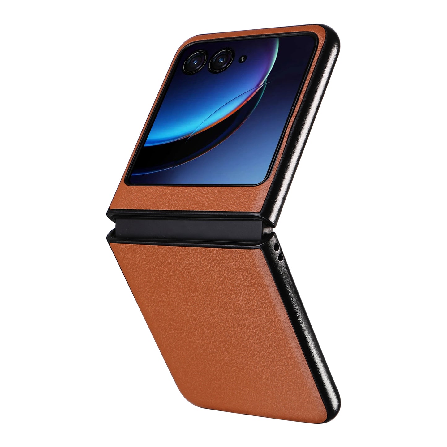 Uniqkart for Motorola Razr 40 Ultra 5G Drop-Proof Phone Cover Shockproof Slim PU+PC Phone Case - Brown