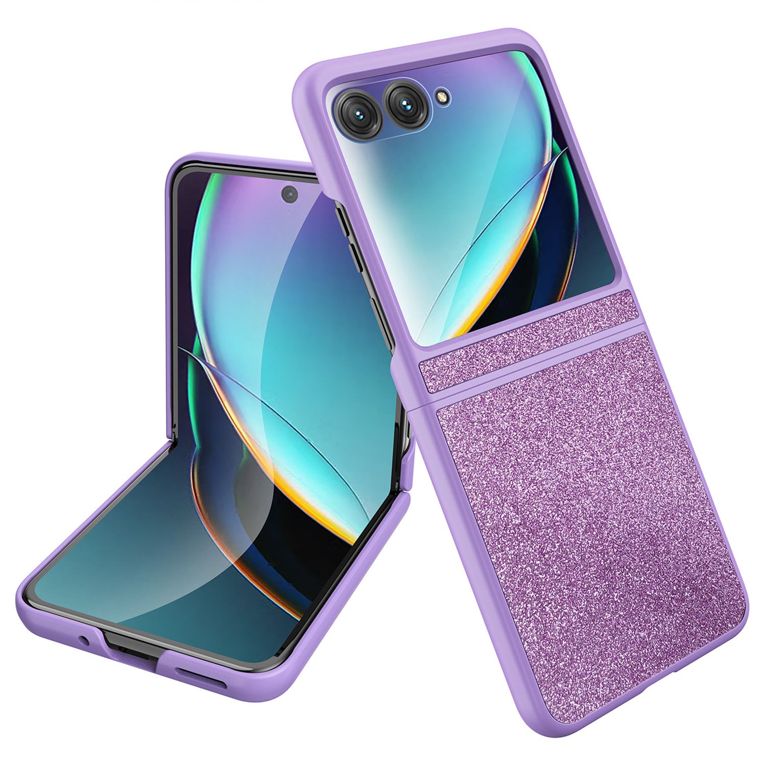 Uniqkart for Motorola Razr 40 Ultra 5G Sparkle Glitter Phone Case Hard PC Protective Cover - Purple