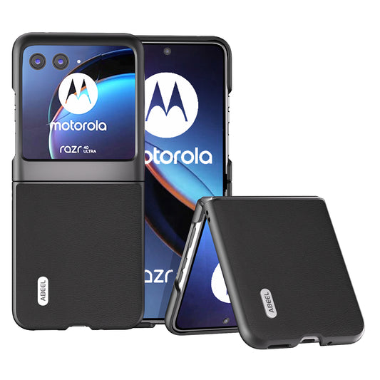 Uniqkart For Motorola Razr 40 Ultra 5G Protective Case Haze Textured PU Leather + PC Phone Shell Cover - Black