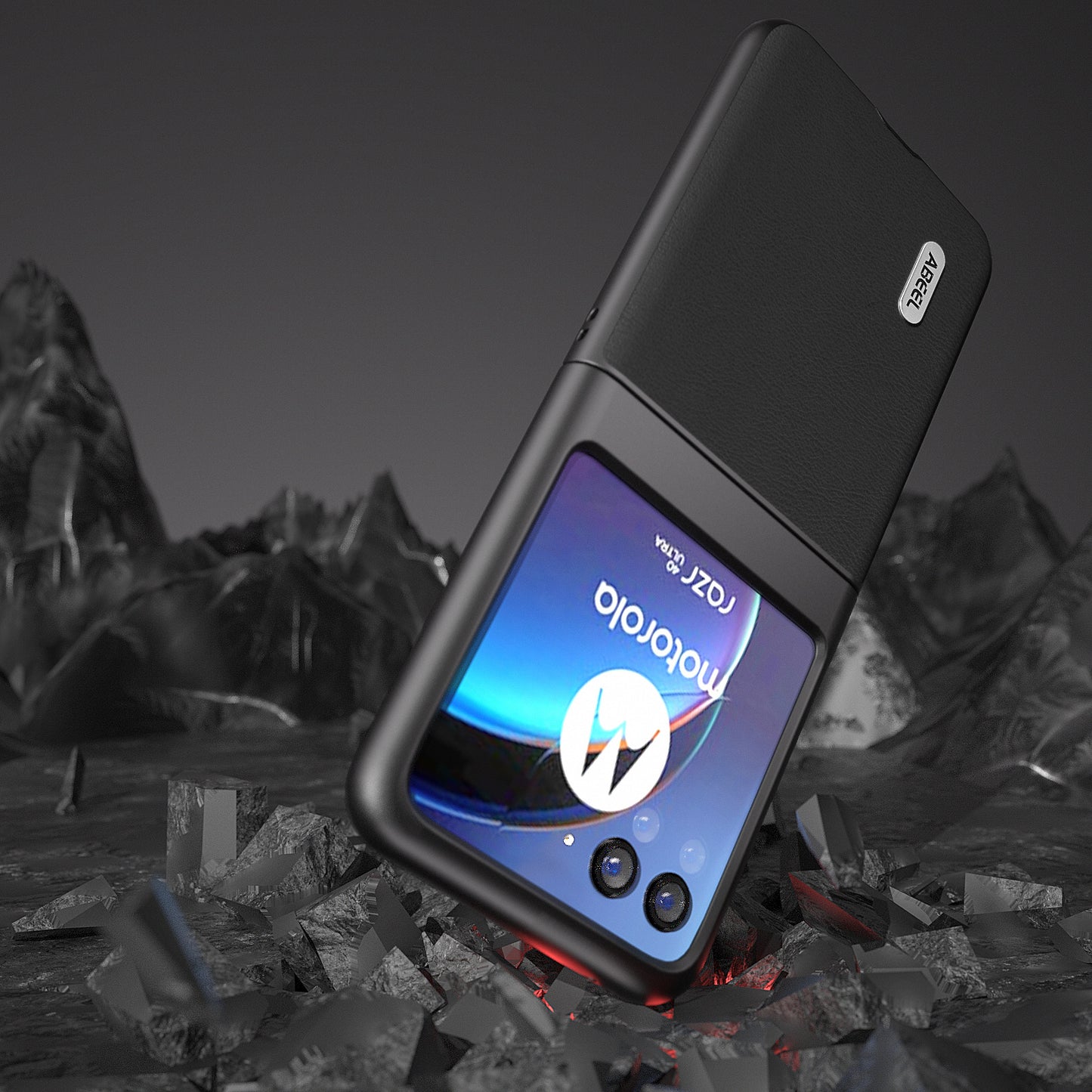 Uniqkart For Motorola Razr 40 Ultra 5G Protective Case Haze Textured PU Leather + PC Phone Shell Cover - Black