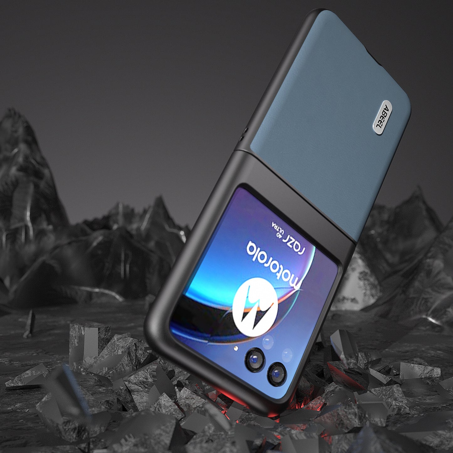 Uniqkart For Motorola Razr 40 Ultra 5G Protective Case Haze Textured PU Leather + PC Phone Shell Cover - Blue