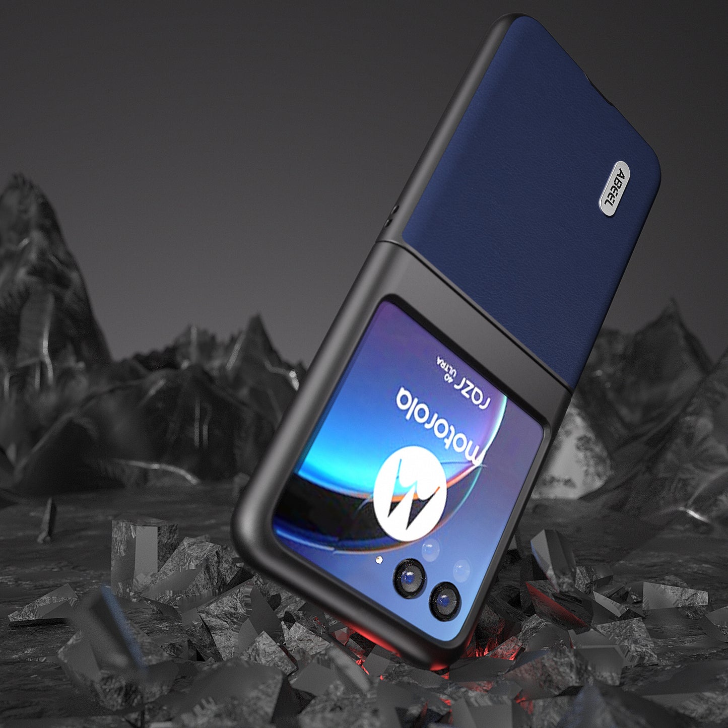 Uniqkart For Motorola Razr 40 Ultra 5G Protective Case Haze Textured PU Leather + PC Phone Shell Cover - Dark Blue