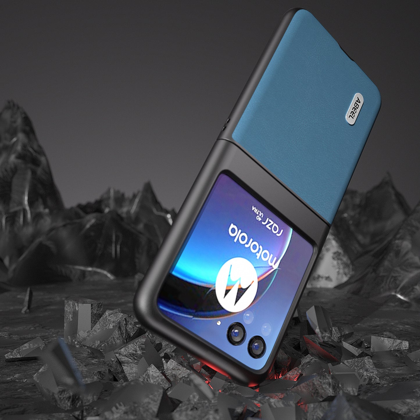 Uniqkart For Motorola Razr 40 Ultra 5G Protective Case Haze Textured PU Leather + PC Phone Shell Cover - Sky Blue