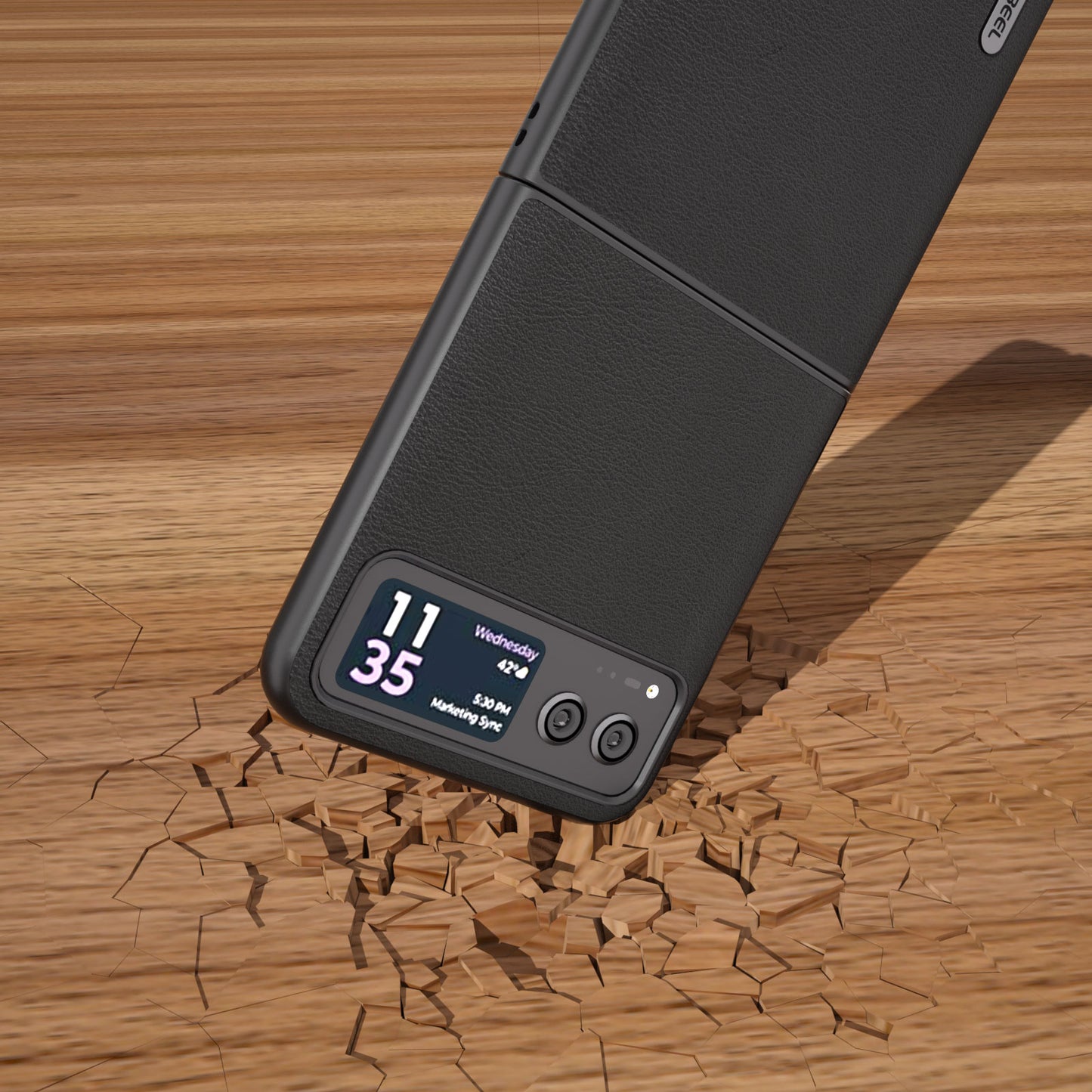Uniqkart For Motorola Razr 40 5G Haze Textured Phone Case PU Leather Coated PC Back Cover - Black
