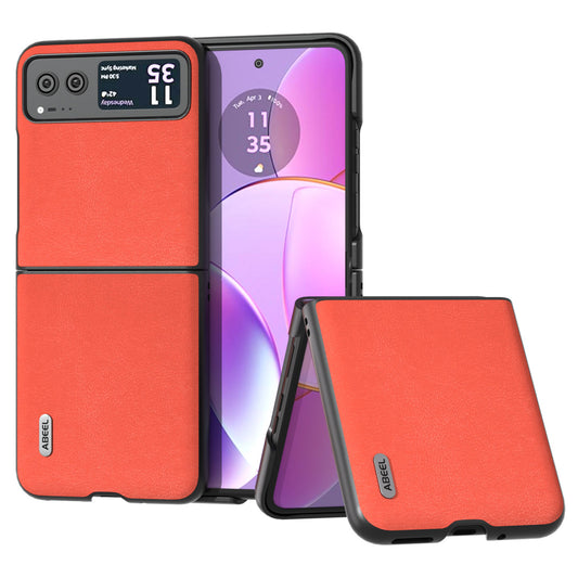 Uniqkart For Motorola Razr 40 5G Haze Textured Phone Case PU Leather Coated PC Back Cover - Red