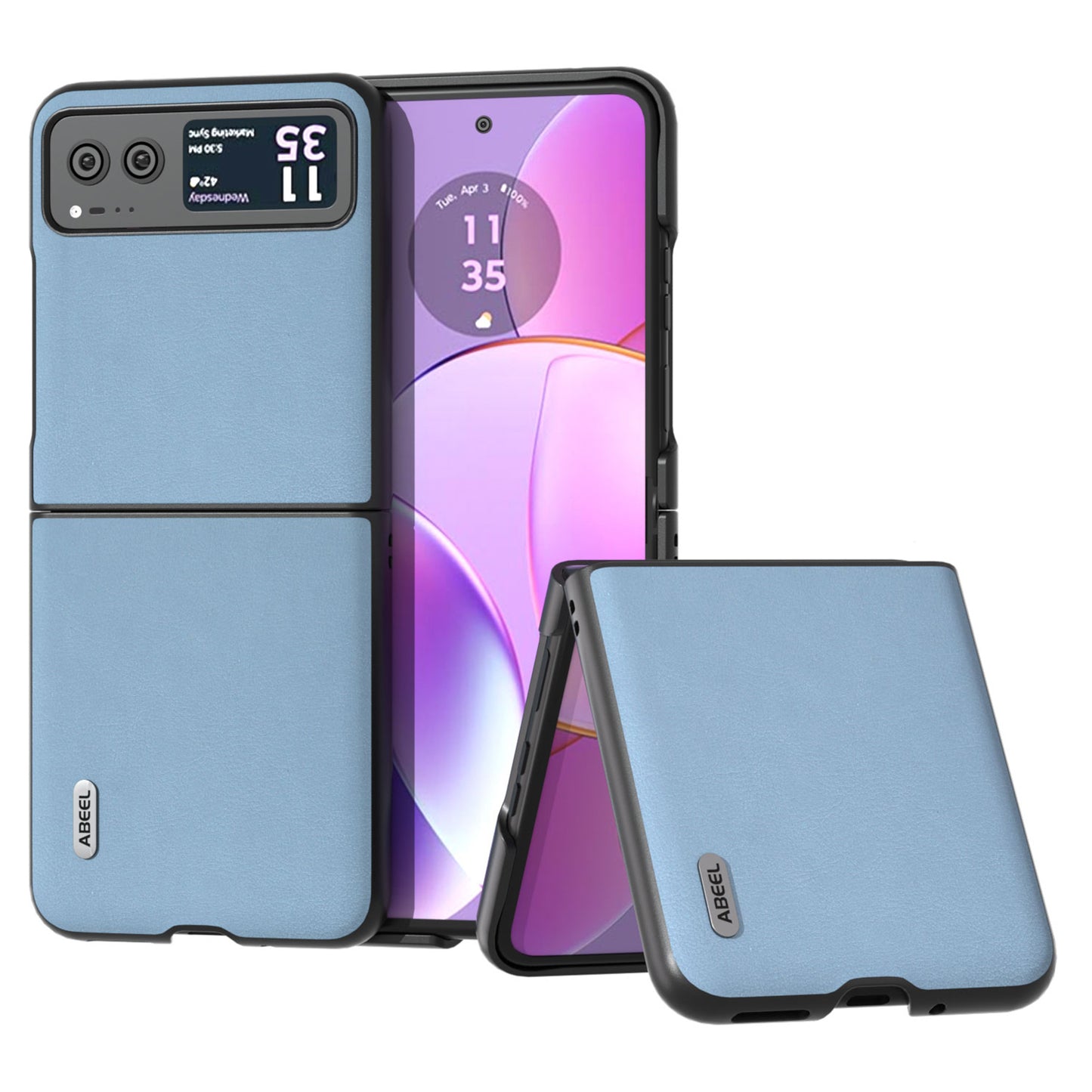 Uniqkart For Motorola Razr 40 5G Haze Textured Phone Case PU Leather Coated PC Back Cover - Blue