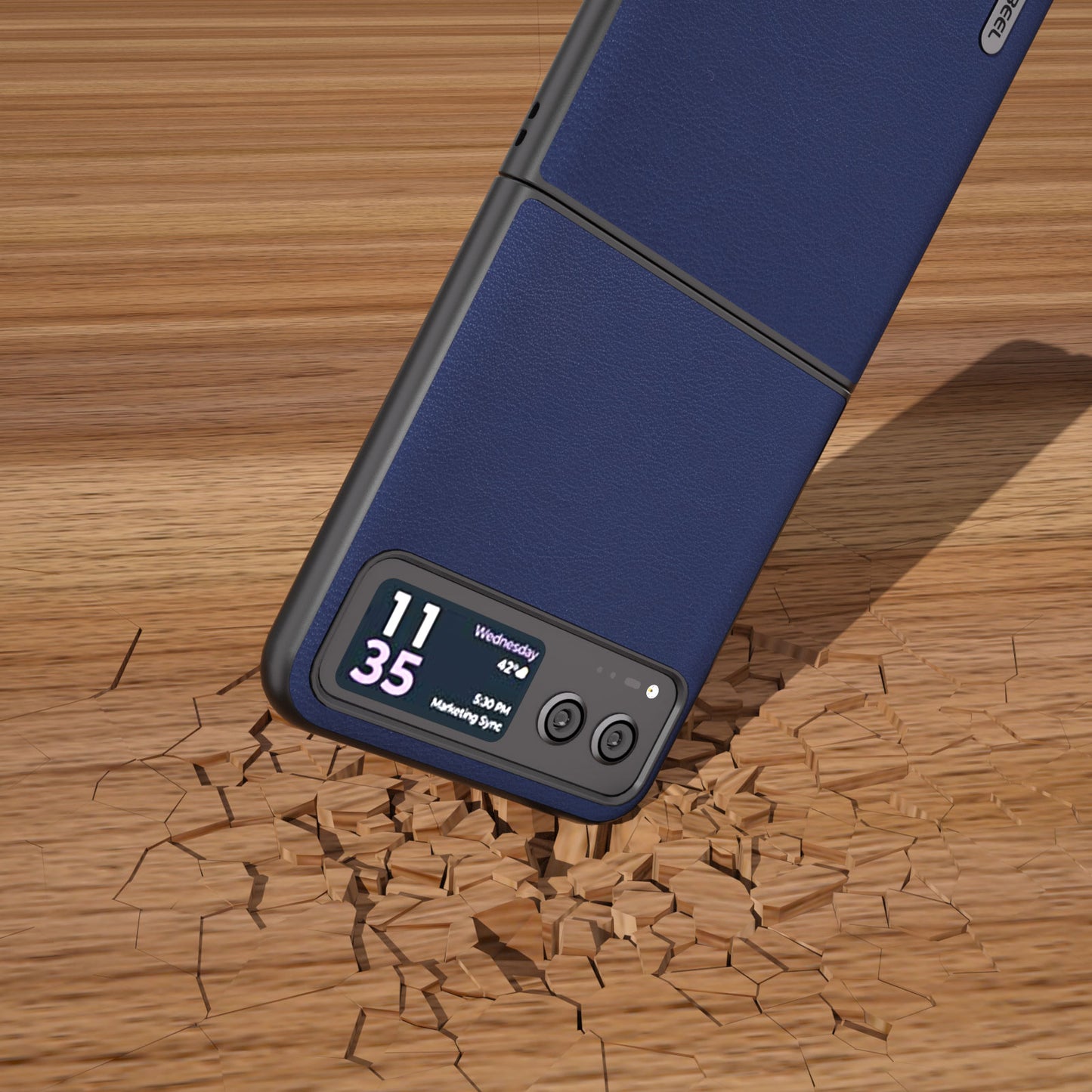 Uniqkart For Motorola Razr 40 5G Haze Textured Phone Case PU Leather Coated PC Back Cover - Dark Blue