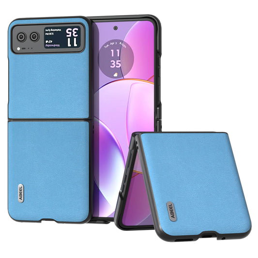 Uniqkart For Motorola Razr 40 5G Haze Textured Phone Case PU Leather Coated PC Back Cover - Sky Blue