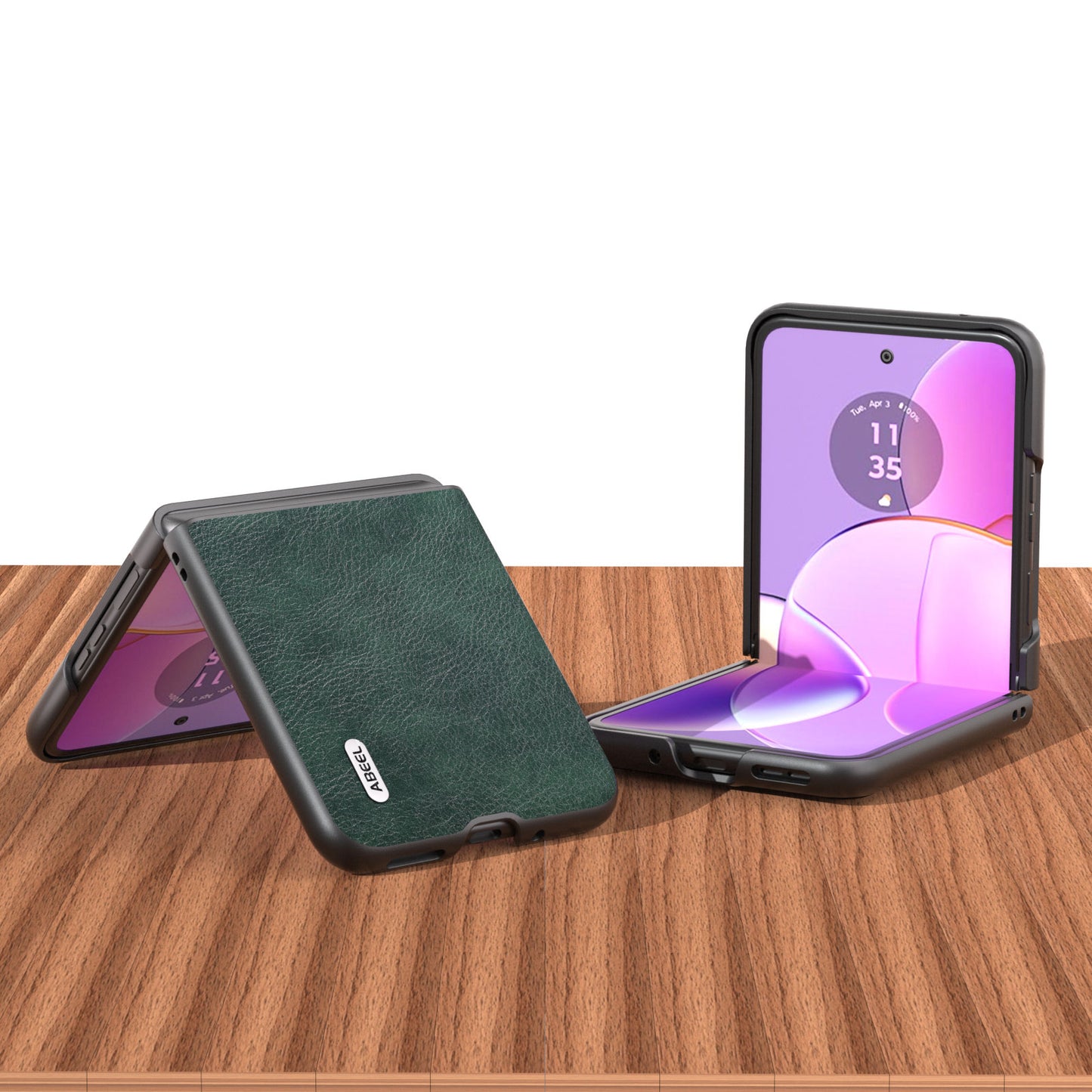 Uniqkart Phone Case for Motorola Razr 40 5G Drop-Proof Litchi Texture PU Leather Coated PC Cover - Green