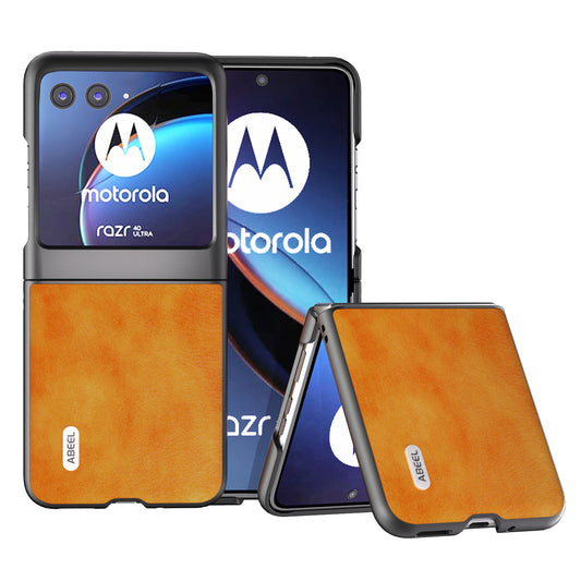 Uniqkart For Motorola Razr 40 Ultra 5G PU Leather Coated PC Phone Case Litchi Texture Anti-Drop Protective Cover - Orange