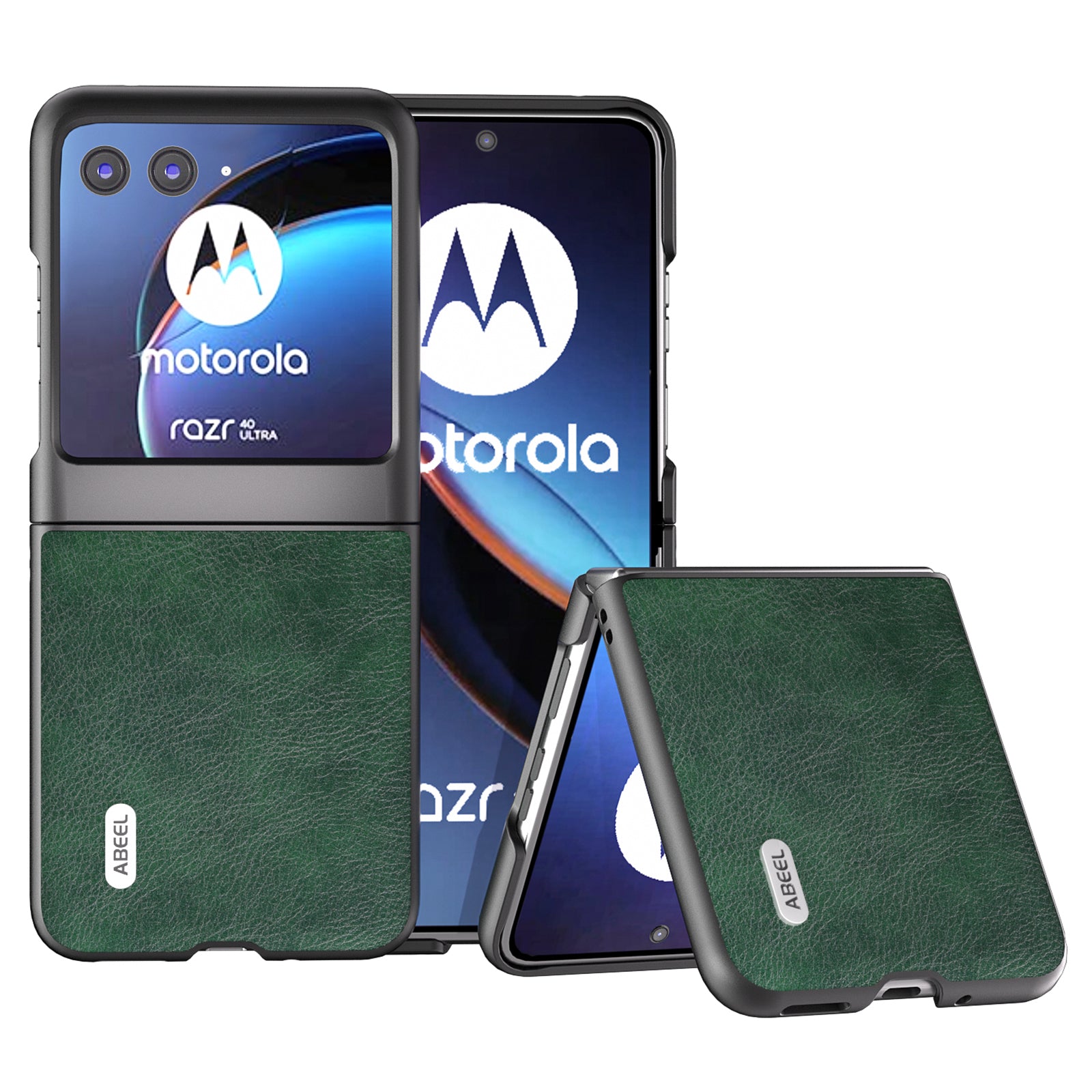 Uniqkart For Motorola Razr 40 Ultra 5G PU Leather Coated PC Phone Case Litchi Texture Anti-Drop Protective Cover - Green