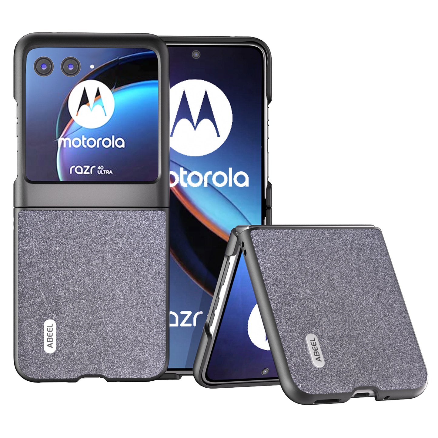 Uniqkart For Motorola Razr 40 Ultra 5G Glitter Sparkle Phone Case PU Leather + PC Anti-Scratch Cover - Black