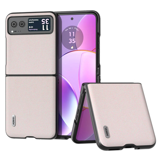 Uniqkart For Motorola Razr 40 5G Glitter Back Cover PU Leather Coated PC Shockproof Phone Case - White