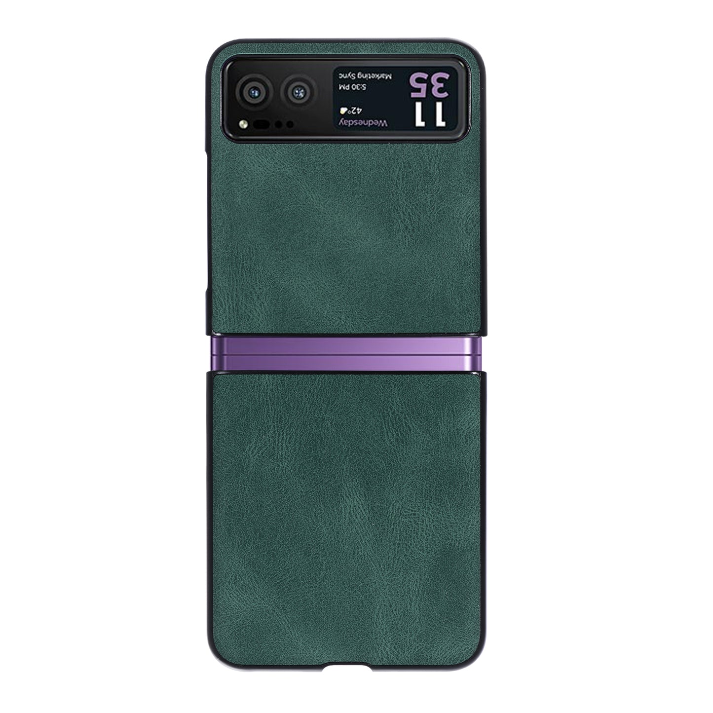 Uniqkart for Motorola Razr 40 5G PU Leather + Hard PC Shell Retro Texture Shockproof Phone Cover - Green