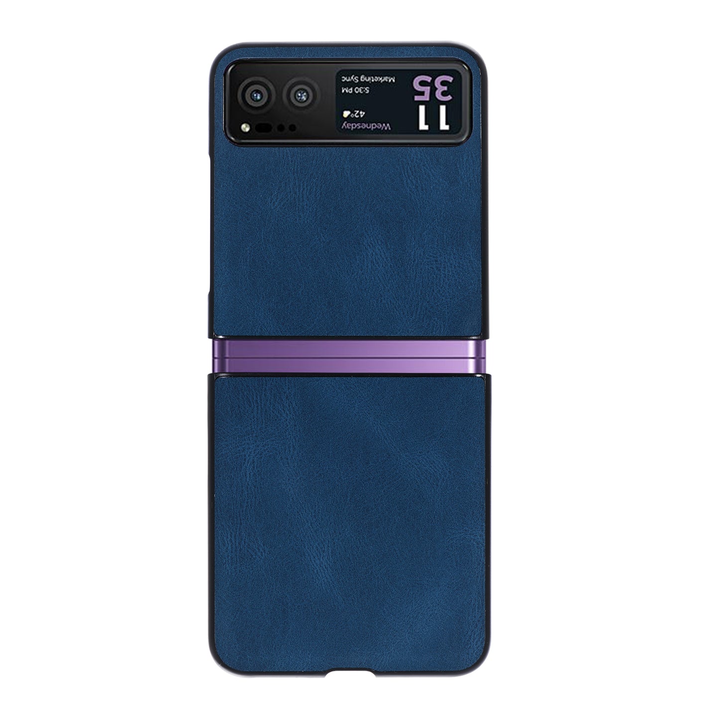 Uniqkart for Motorola Razr 40 5G PU Leather + Hard PC Shell Retro Texture Shockproof Phone Cover - Blue