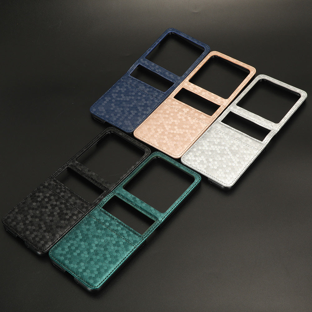 Uniqkart for Motorola Razr 40 Ultra 5G Card Holder Phone Case Imprinted Dot Pattern PU Leather Cover - Silver