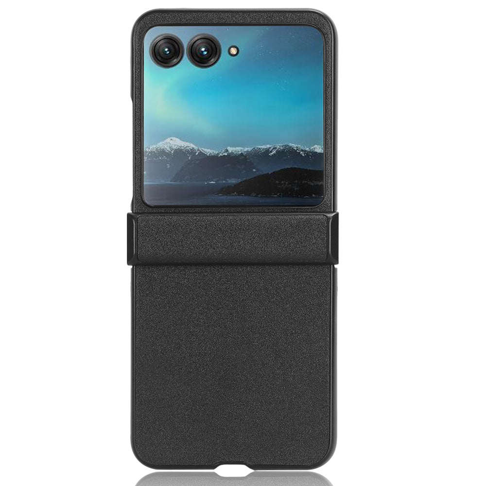 Protective Cover for Motorola Razr 40 Ultra 5G , Sandskin Texture PU Leather Coated Acrylic Folding Phone Case - Black