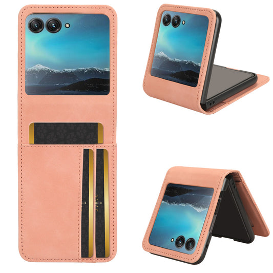Uniqkart for Motorola Razr 40 Ultra 5G PU Leather+PC Phone Case Separable Design Card Slot Skin-Touch Cover - Pink
