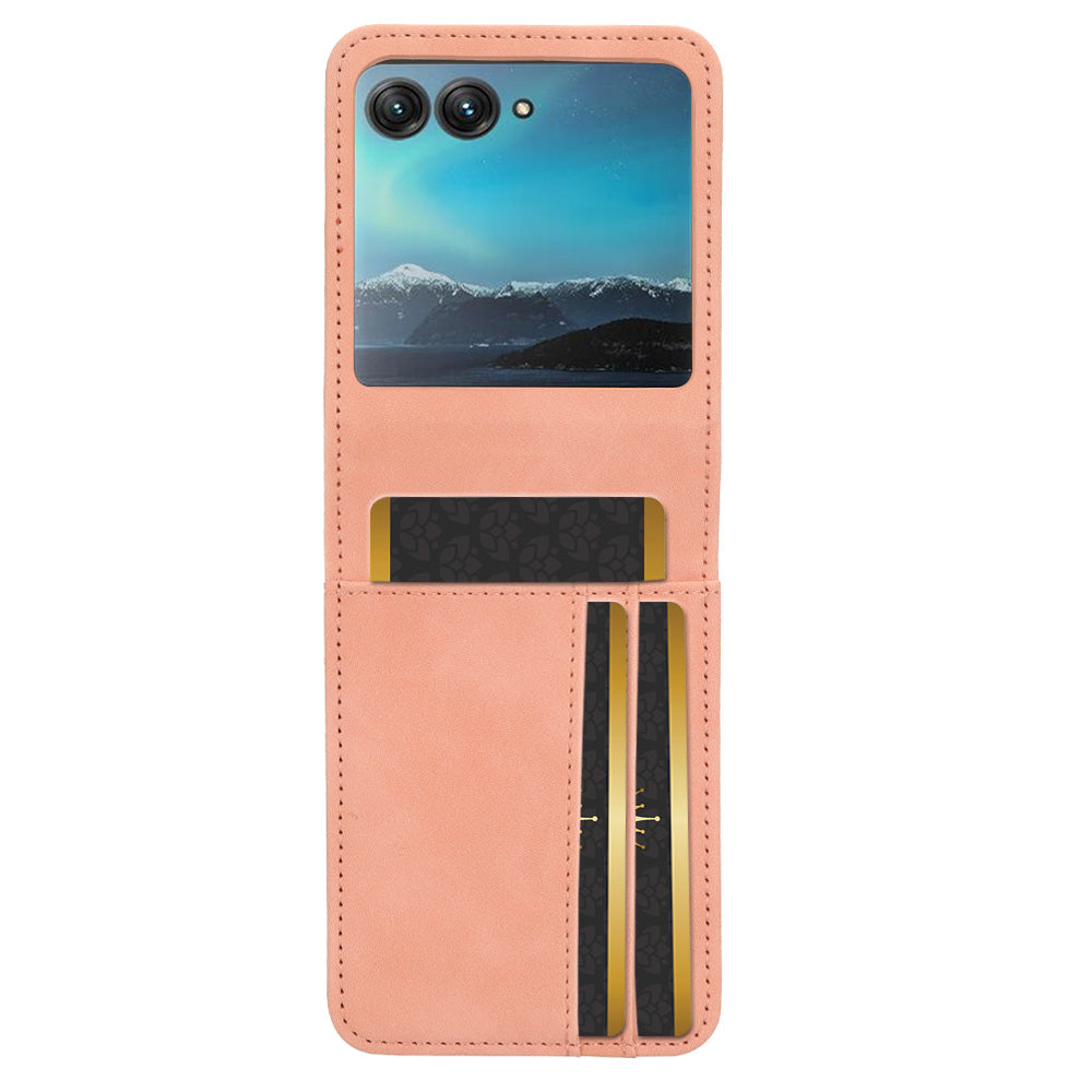 Uniqkart for Motorola Razr 40 Ultra 5G PU Leather+PC Phone Case Separable Design Card Slot Skin-Touch Cover - Pink