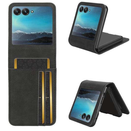 Uniqkart for Motorola Razr 40 Ultra 5G PU Leather+PC Phone Case Separable Design Card Slot Skin-Touch Cover - Black