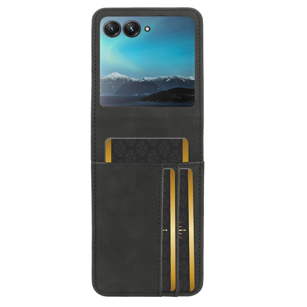Uniqkart for Motorola Razr 40 Ultra 5G PU Leather+PC Phone Case Separable Design Card Slot Skin-Touch Cover - Black