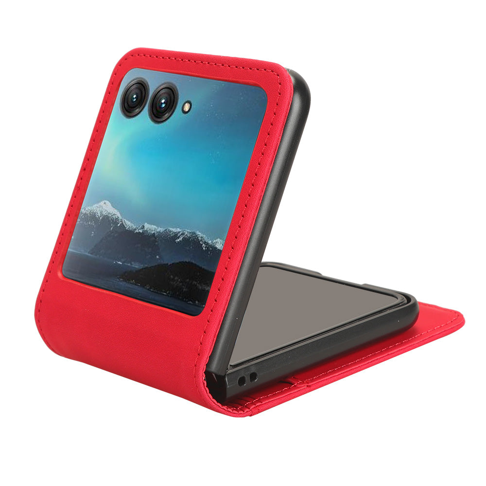 Uniqkart for Motorola Razr 40 Ultra 5G PU Leather+PC Phone Case Separable Design Card Slot Skin-Touch Cover - Red