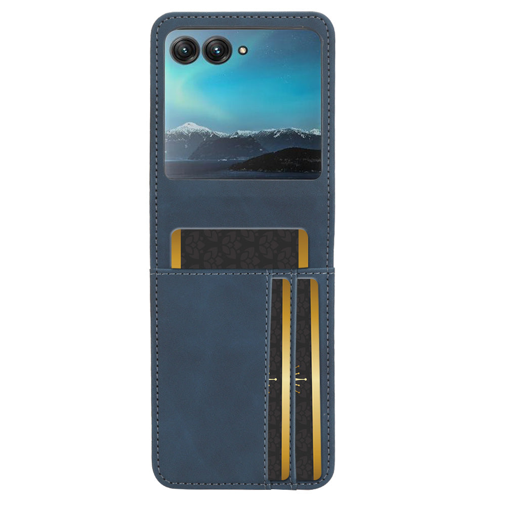 Uniqkart for Motorola Razr 40 Ultra 5G PU Leather+PC Phone Case Separable Design Card Slot Skin-Touch Cover - Blue