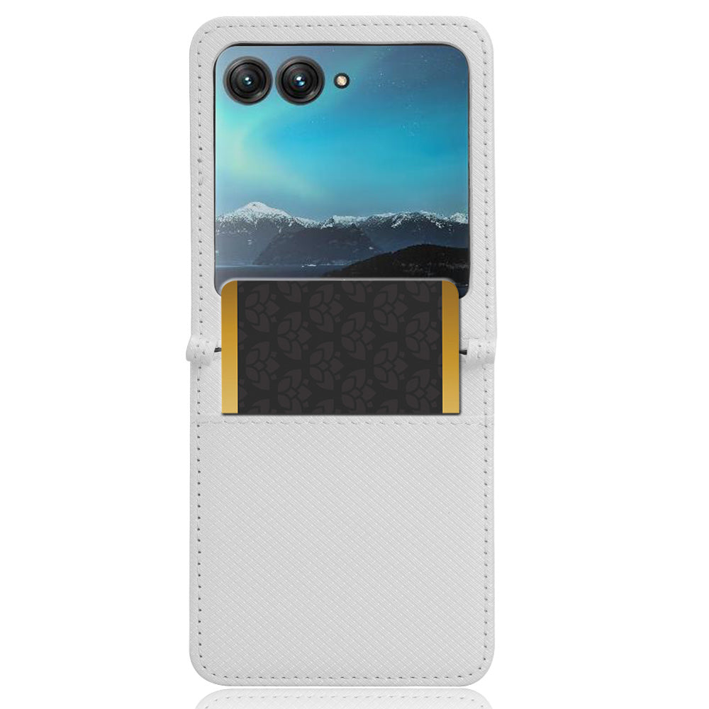 Uniqkart for Motorola Razr 40 Ultra 5G PU Leather + PC Diamond Texture Case Card Slot Stand Phone Cover - White