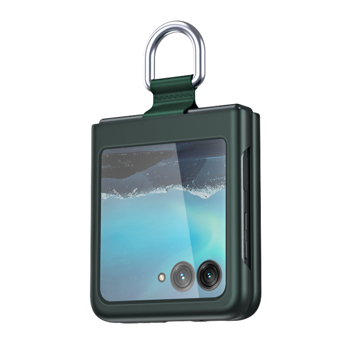 Uniqkart for Motorola Razr 40 Ultra 5G Rubberized Hard PC Phone Case Ring Holder Anti Drop Protective Cover - Green