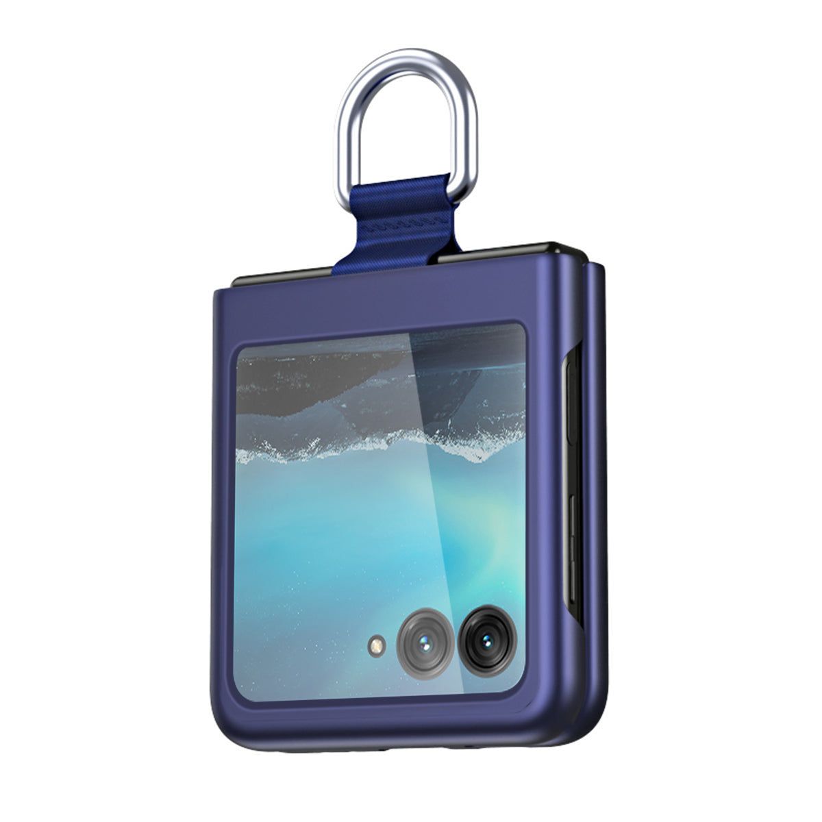 Uniqkart for Motorola Razr 40 Ultra 5G Rubberized Hard PC Phone Case Ring Holder Anti Drop Protective Cover - Sapphire