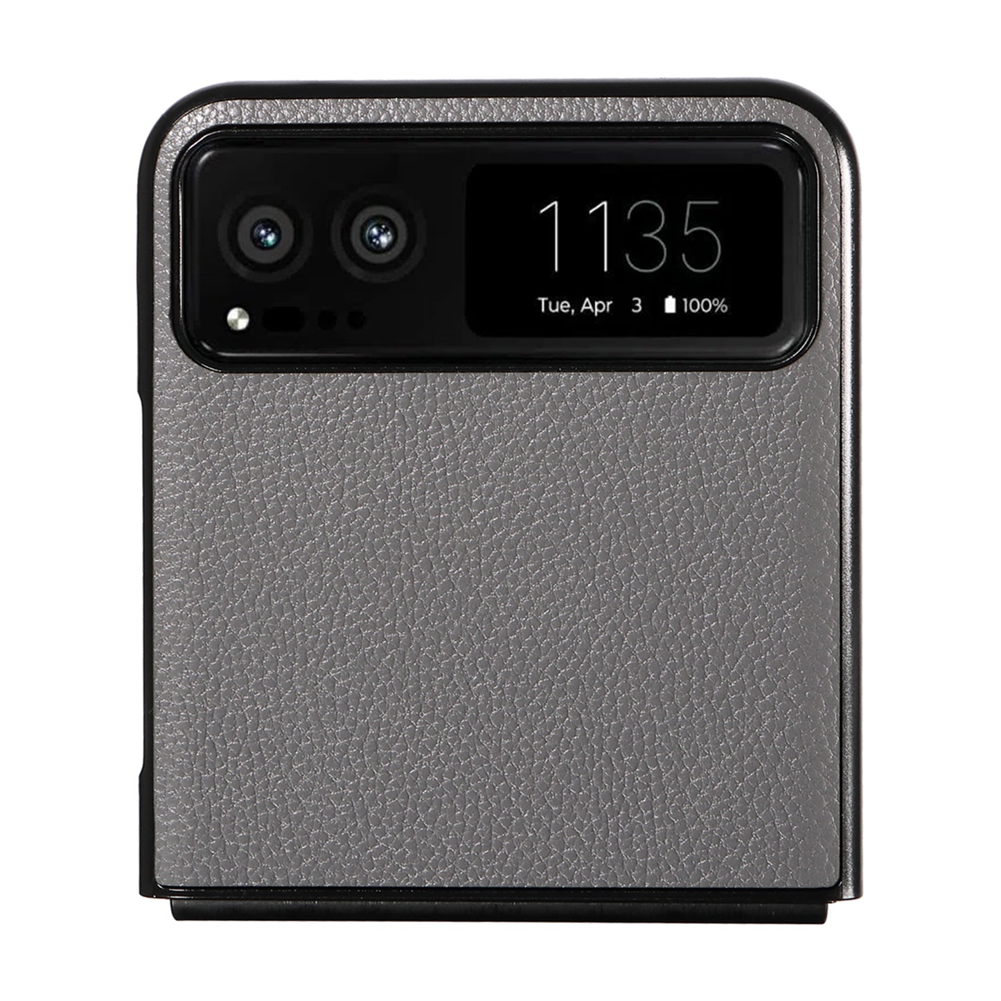 Uniqkart for Motorola Razr 40 5G Litchi Texture Phone Case PU Leather Coated PC Anti-drop Cover - Grey