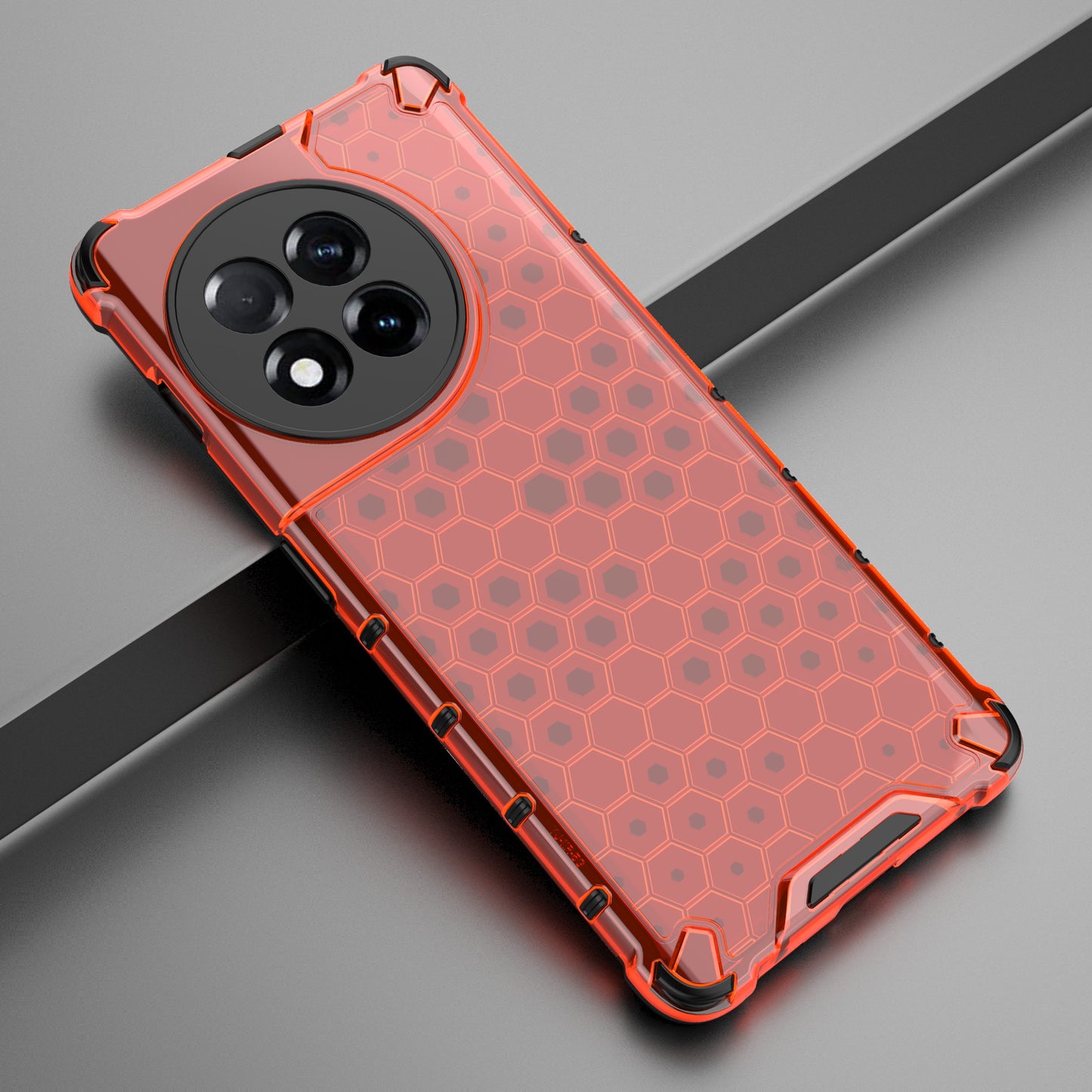 For OnePlus Ace 2 5G / 11R 5G Honeycomb Texture Back Cover Anti-drop TPU+PC Phone Case - Red