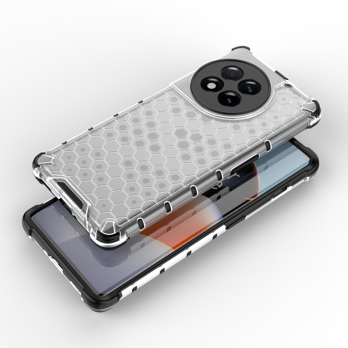 For OnePlus Ace 2 5G / 11R 5G Honeycomb Texture Back Cover Anti-drop TPU+PC Phone Case - Blue