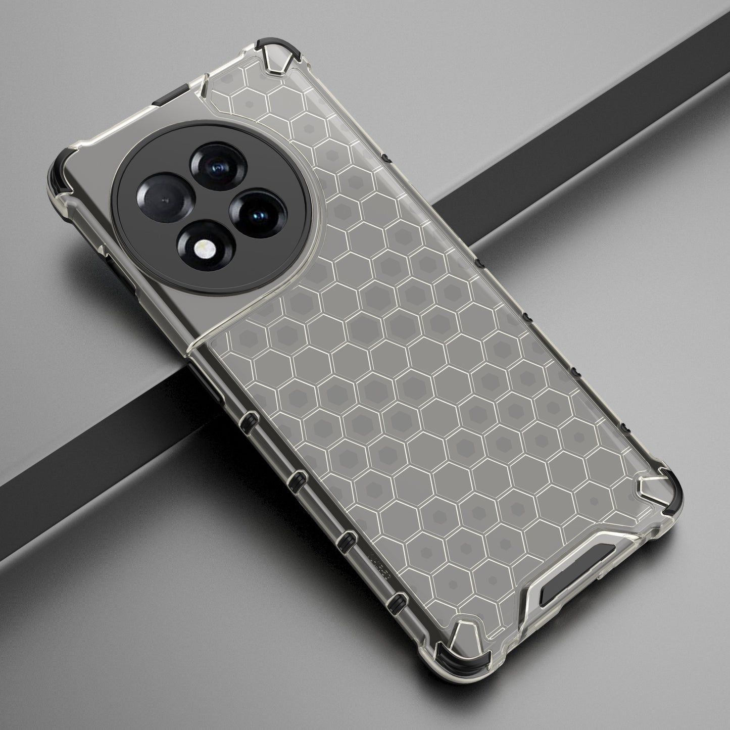 For OnePlus Ace 2 5G / 11R 5G Honeycomb Texture Back Cover Anti-drop TPU+PC Phone Case - Black