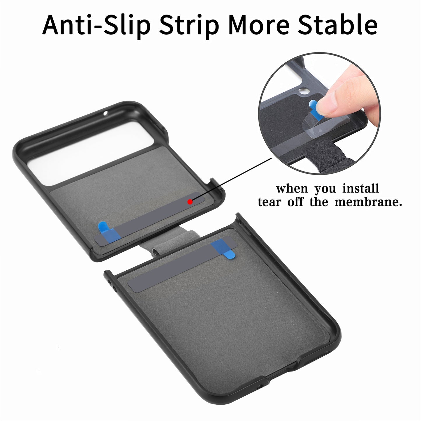 Finger Ring Holder Phone Case for Motorola Razr 40 5G , Litchi Texture Leather Coated PC Cover - Purple