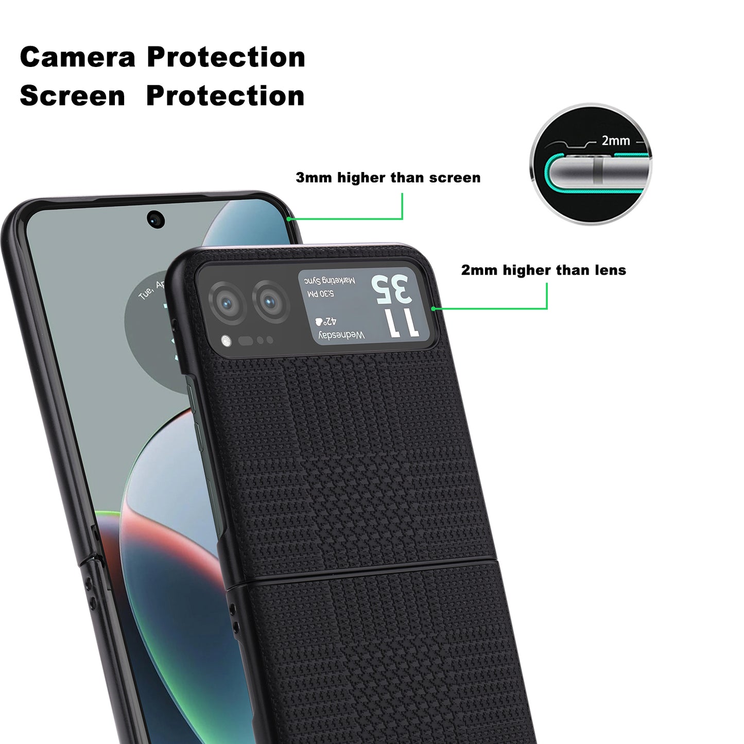 Vili TH Series For Motorola Razr 40 5G Phone Case PU Leather Coated PC+TPU Scratch-proof Cover - Black