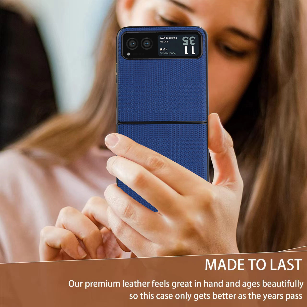 Vili TH Series For Motorola Razr 40 5G Phone Case PU Leather Coated PC+TPU Scratch-proof Cover - Blue