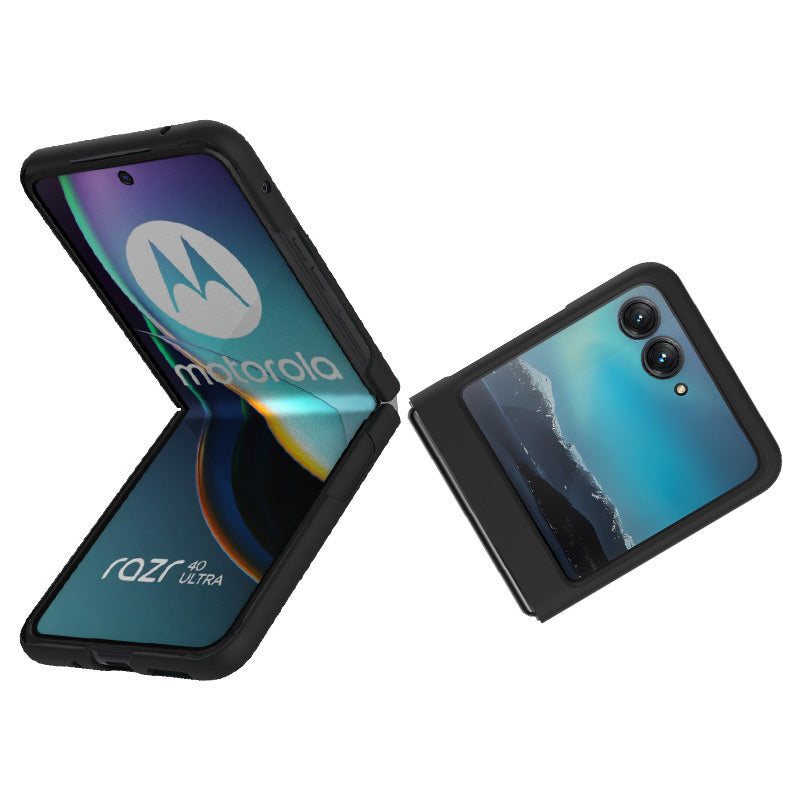 Uniqkart JS-2 Series Shockproof Case for Motorola Razr 40 Ultra 5G Anti-Drop Hard PC Phone Cover - Black