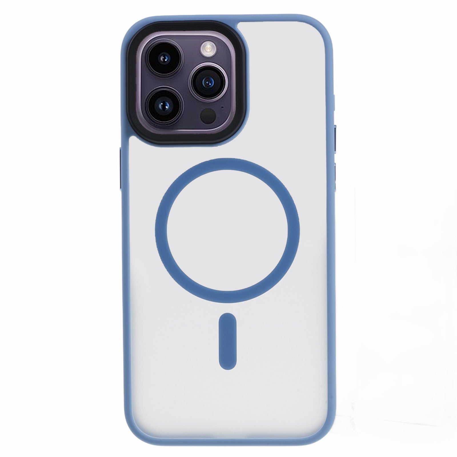 TPU+Acrylic Phone Case for iPhone 15 Pro Max Skin-Touch Matte Anti-Fingerprint Phone Shell Compatible with MagSafe - Blue