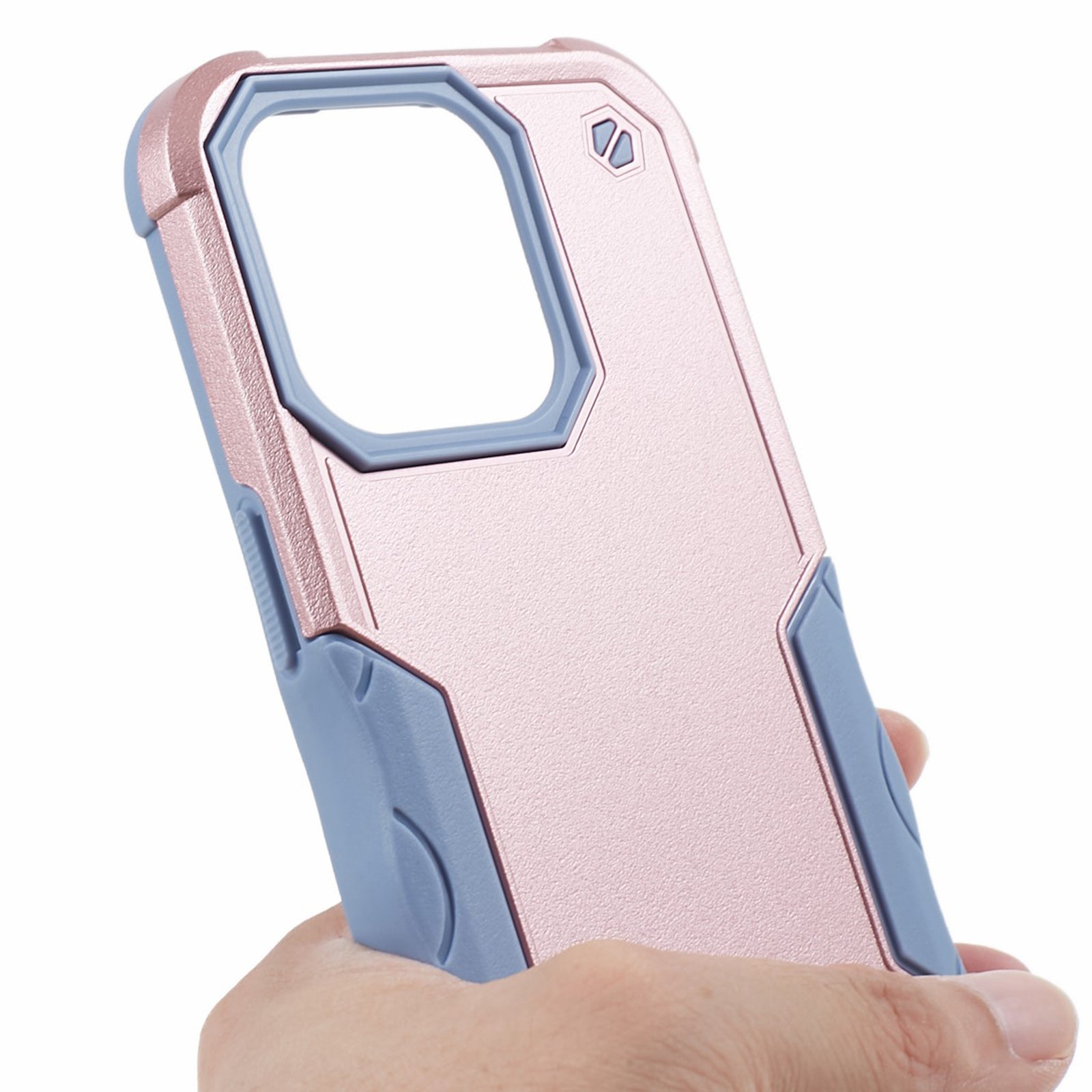 TPU + PC Phone Case for iPhone 15 Pro Max Anti-Drop Shockproof Slim Phone Cover - Rose Gold