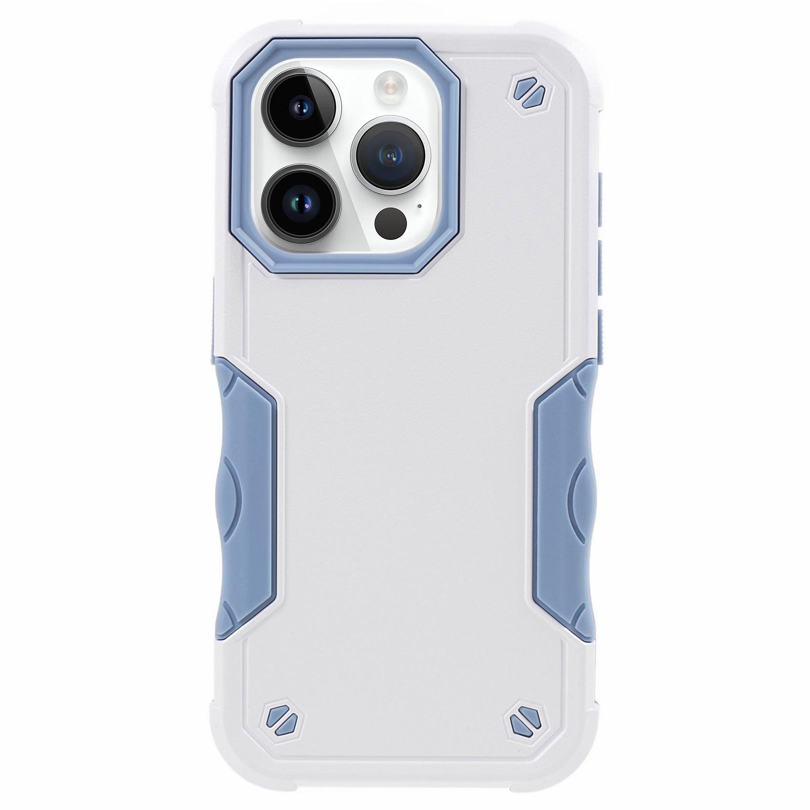 TPU + PC Phone Case for iPhone 15 Pro Max Anti-Drop Shockproof Slim Phone Cover - White