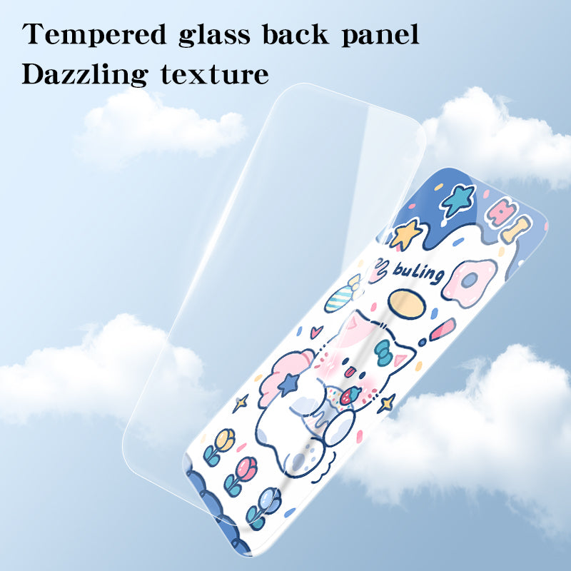 Uniqkart for iPhone 15 Pro Pattern Printing Phone Cover Tempered Glass+PC+TPU Protective Shell - Milk Tea Rabbit