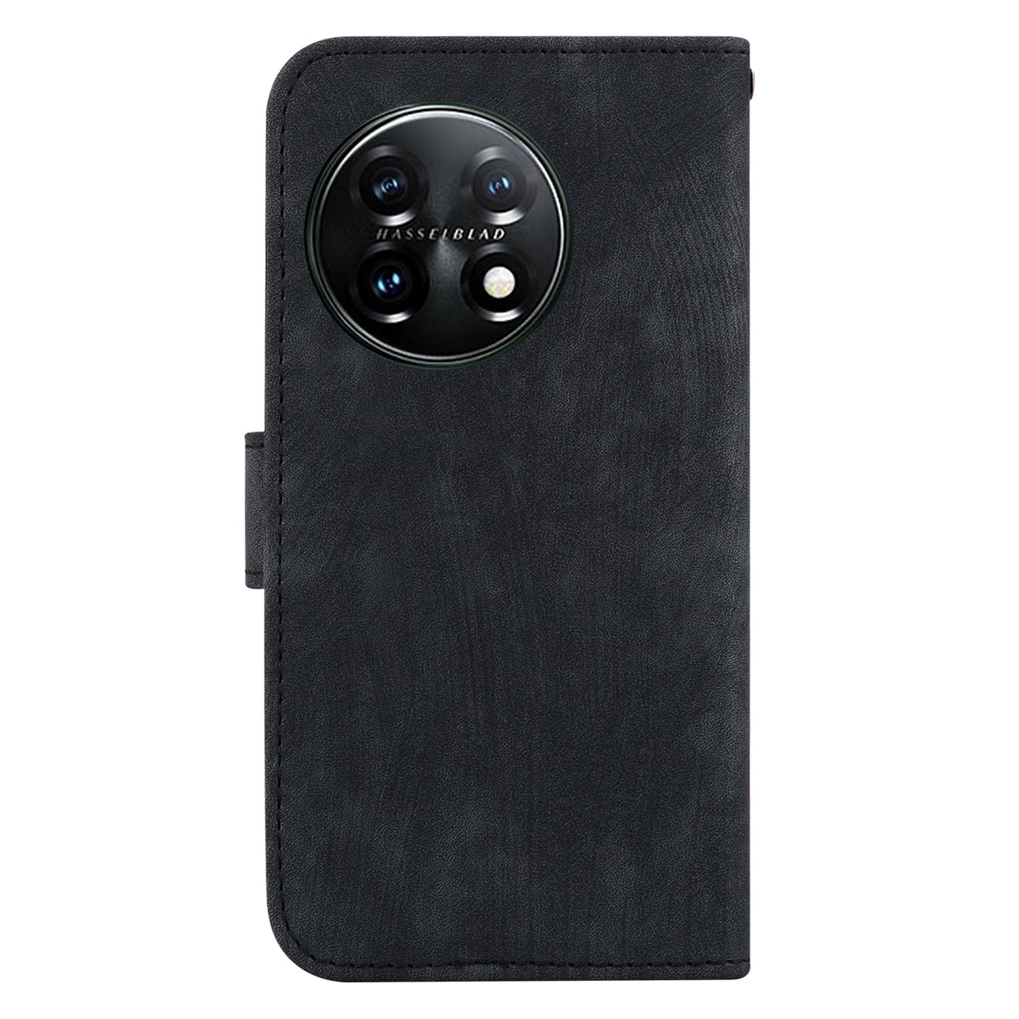 For OnePlus 11 5G PU Leather Folio Flip Case Tiger Pattern Imprinted Stand Wallet Phone Cover - Black