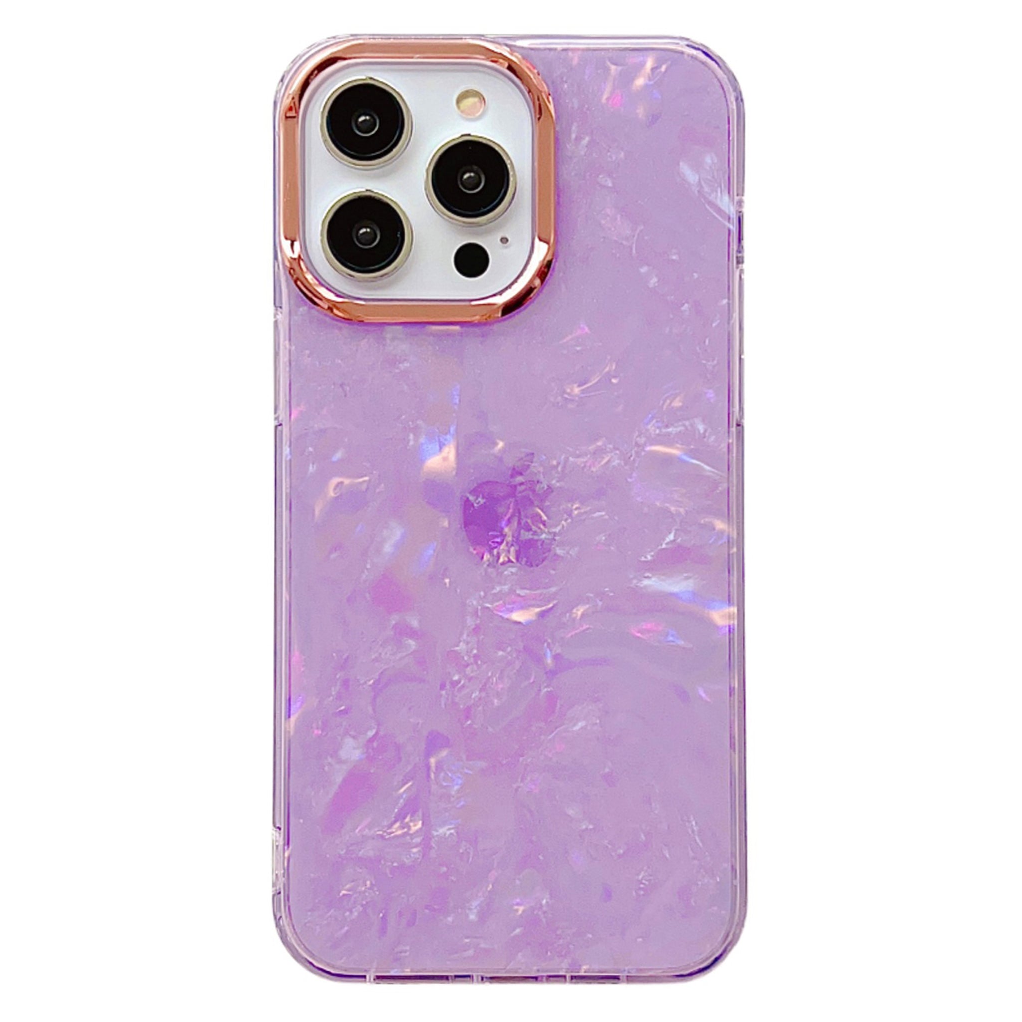 TPU+PC Phone Cover for iPhone 15 Pro Max , IMD Shell Pattern Back Protector Case - Light Purple