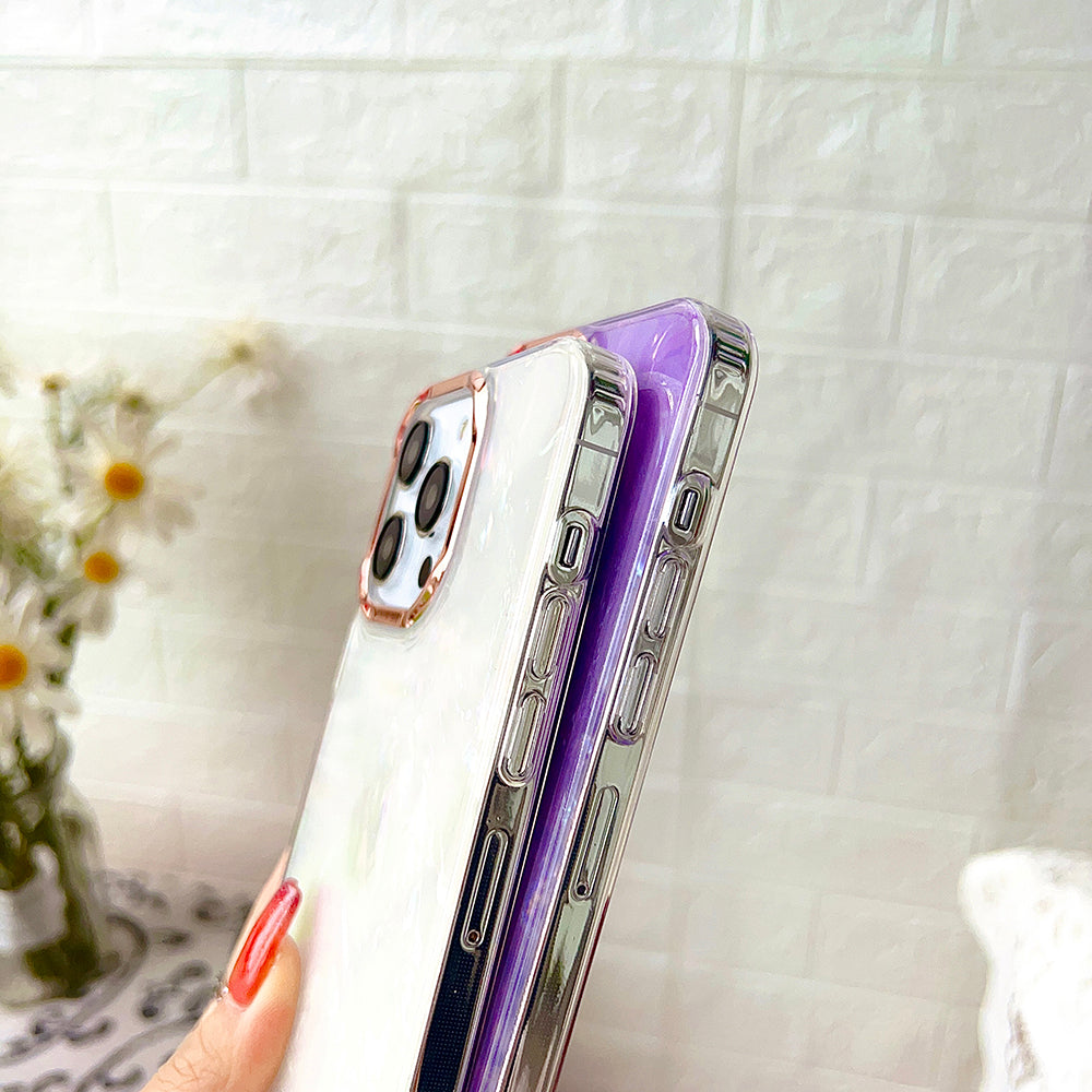 TPU+PC Phone Cover for iPhone 15 Pro Max , IMD Shell Pattern Back Protector Case - White