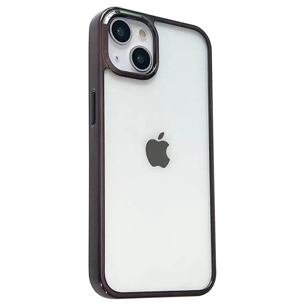 TPU+PC Phone Case for iPhone 15 Pro Max Anti-Drop Electroplating Clear Slim Phone Cover - Black