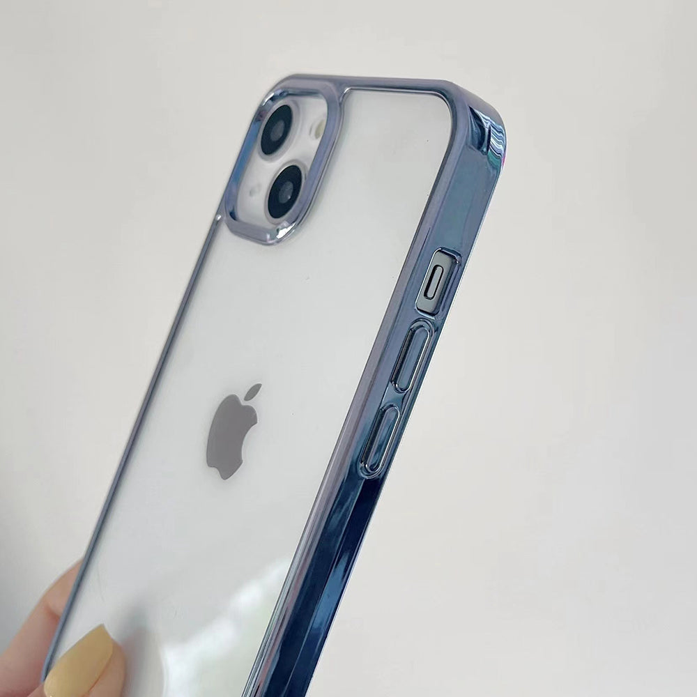 TPU+PC Phone Case for iPhone 15 Pro Max Anti-Drop Electroplating Clear Slim Phone Cover - Black
